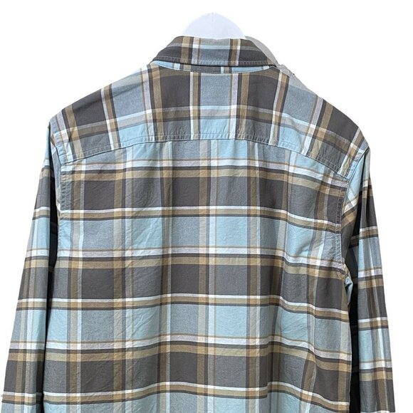 ABERCROMBIE & FITCH Mens Shirt Light Blue Tan Plaid Long Sleeve Cotton Button up - Picture 10 of 12